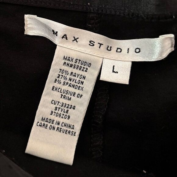 Max Studio Women Leggings Size L with Faux Leather Tuxedo Strip - Picture 7 of 8